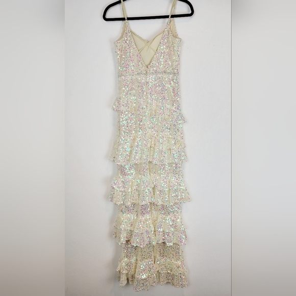 NWT TLC Say Yes Juniors All Over Sequin Tiered White Iridescent Dress - Picture 3 of 12